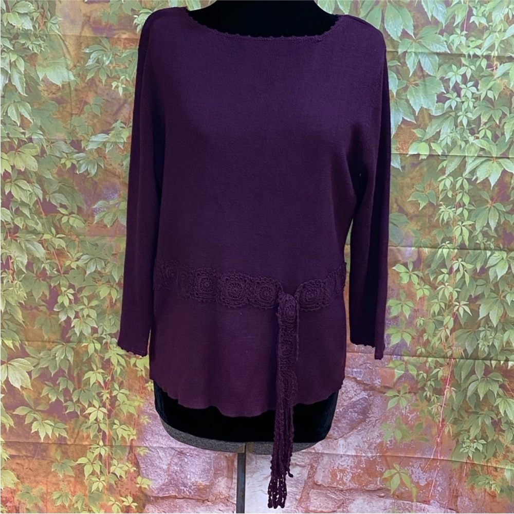 Sag Harbor Vintage Plum Bateau Neck Sweater
